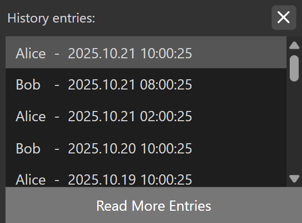 Every change creates a historical entry which can be viewed and restored screenshot